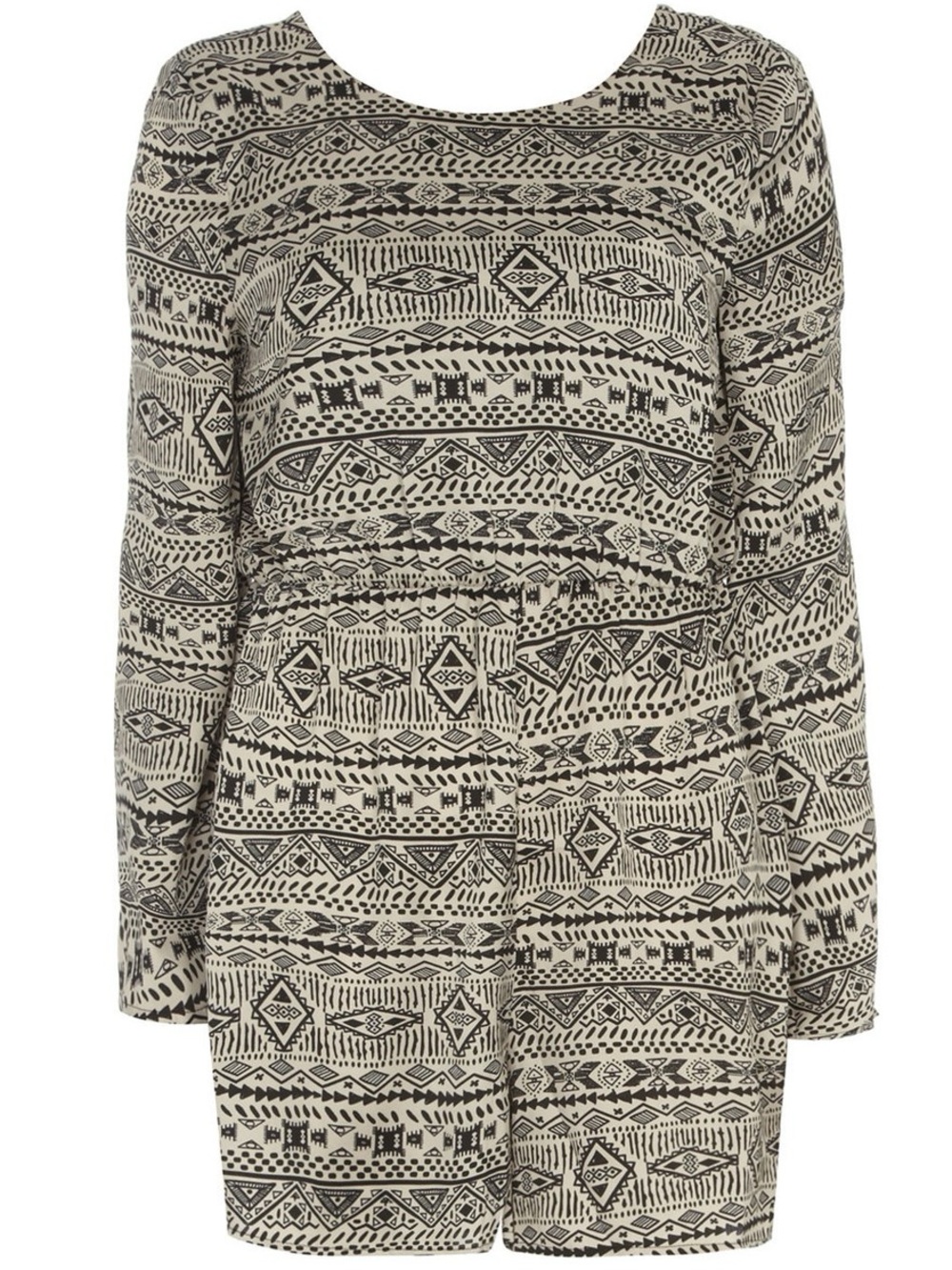 Neutral Aztec Print Long Sleeve jumpsuit